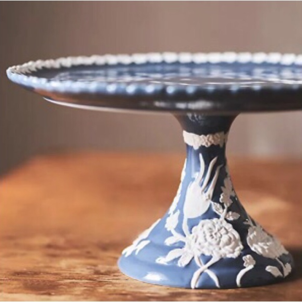 RARE Anthropologie Turkuaz Kitchen Posy Cake Stand Handpainted Glazed NIB NWT - Picture 2 of 14